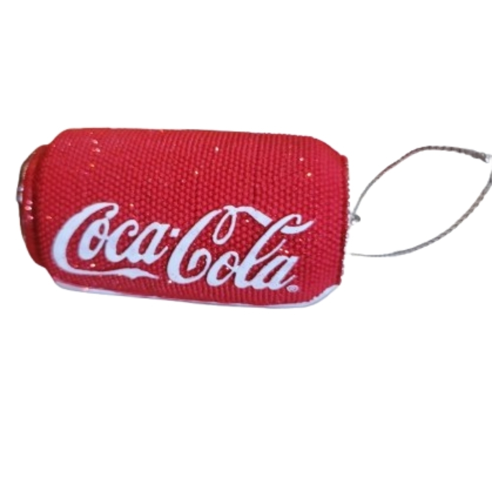 Coca-Cola Kurt Adler Coke Beaded Sparkle Can Christmas Ornament Red